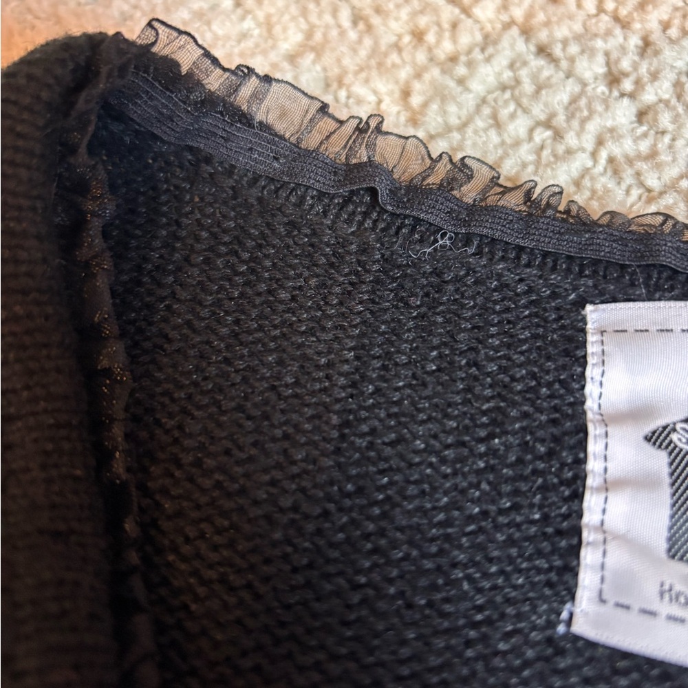 Storybook Knits Black Cardigan with Pink and Gold Embroidery - Picture 4 of 5